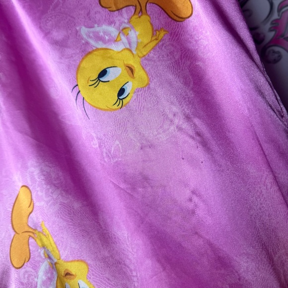 Tweety bird pants capri crop Pink Satin Looney Tunes Pajama Pants - Picture 8 of 12